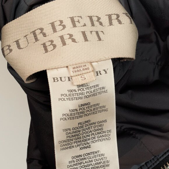 Burberry Brit Grey-Check Reversible Belted Goose Down Puffer Jacket - Picture 15 of 16